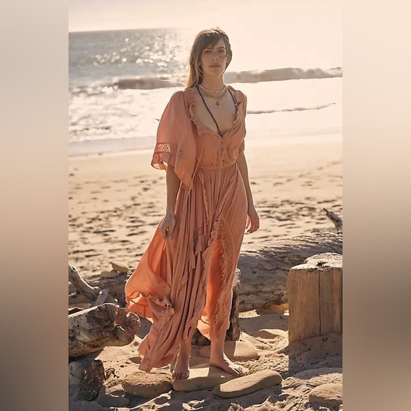 NWT FREE PEOPLE Beach Bliss Maxi Dress | Red Mango MSRP $118 Size S - Picture 1 of 13